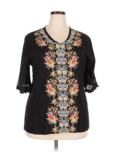 Pre-owned Unbranded 3/4 Sleeve Blouse In Black