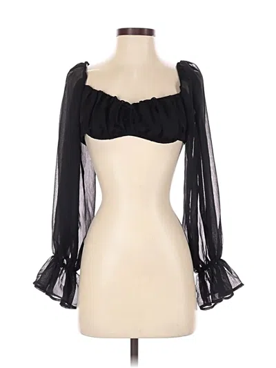 Pre-owned Unbranded 3/4 Sleeve Blouse In Black