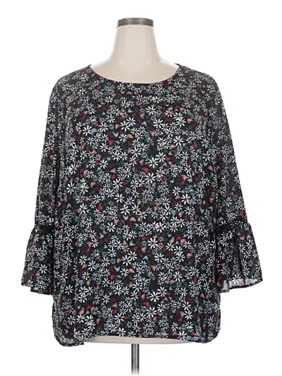 Pre-owned Unbranded 3/4 Sleeve Blouse In Black