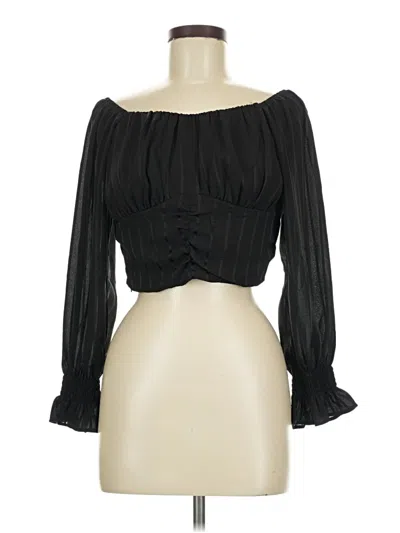 Pre-owned Unbranded 3/4 Sleeve Blouse In Black