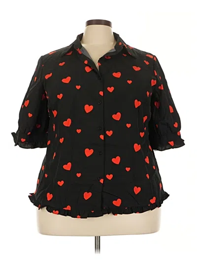 Pre-owned Unbranded 3/4 Sleeve Blouse In Black