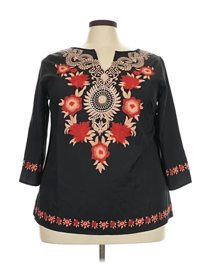 Pre-owned Unbranded 3/4 Sleeve Blouse In Black
