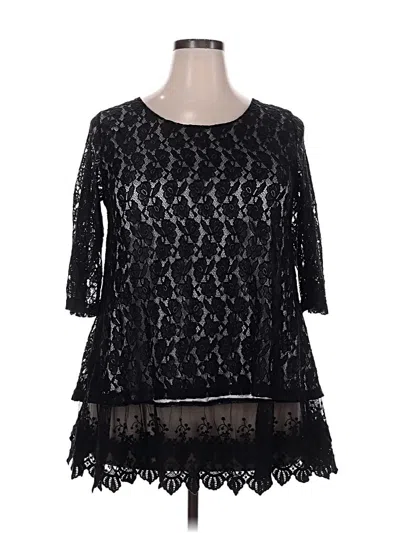 Pre-owned Unbranded 3/4 Sleeve Blouse In Black