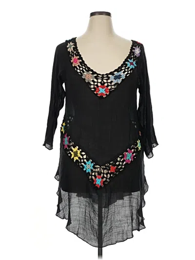 Pre-owned Unbranded 3/4 Sleeve Blouse In Black