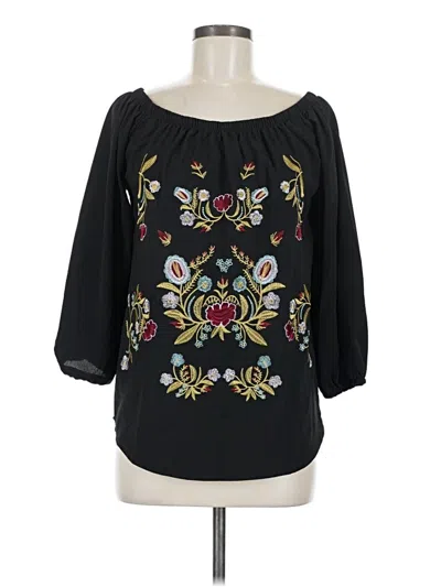 Pre-owned Unbranded 3/4 Sleeve Blouse In Black