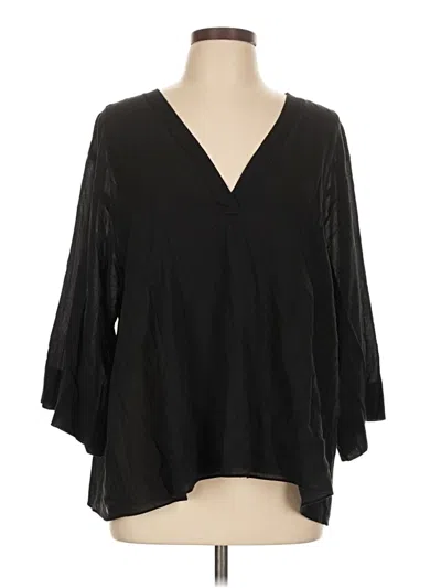 Pre-owned Unbranded 3/4 Sleeve Blouse In Black
