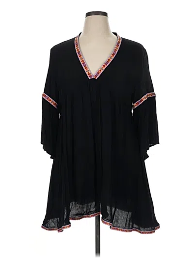 Pre-owned Unbranded 3/4 Sleeve Blouse In Black
