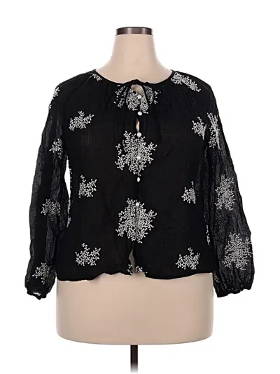 Pre-owned Unbranded 3/4 Sleeve Blouse In Black