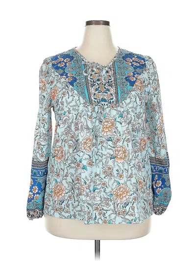 Pre-owned Unbranded 3/4 Sleeve Blouse In Blue