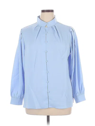 Pre-owned Unbranded 3/4 Sleeve Blouse In Blue