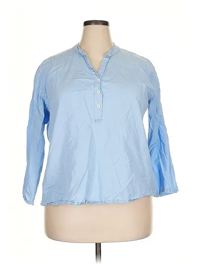 Pre-owned Unbranded 3/4 Sleeve Blouse In Blue