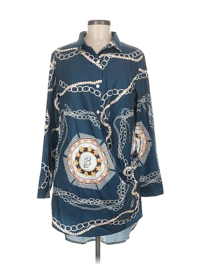 Pre-owned Unbranded 3/4 Sleeve Blouse In Blue