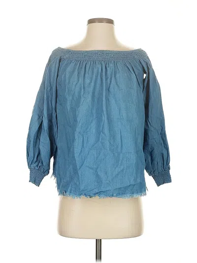Pre-owned Unbranded 3/4 Sleeve Blouse In Blue
