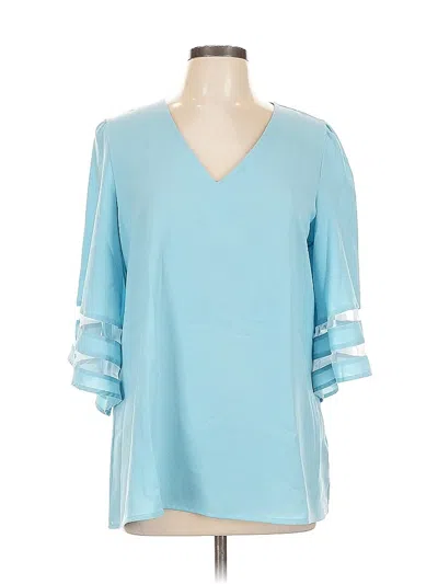 Pre-owned Unbranded 3/4 Sleeve Blouse In Blue