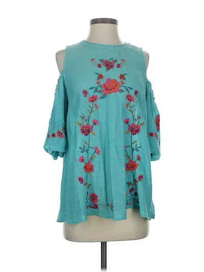 Pre-owned Unbranded 3/4 Sleeve Blouse In Blue