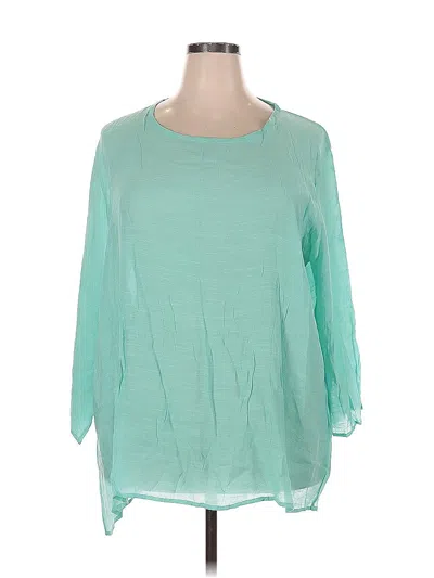 Pre-owned Unbranded 3/4 Sleeve Blouse In Blue