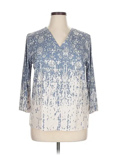 Pre-owned Unbranded 3/4 Sleeve Blouse In Blue