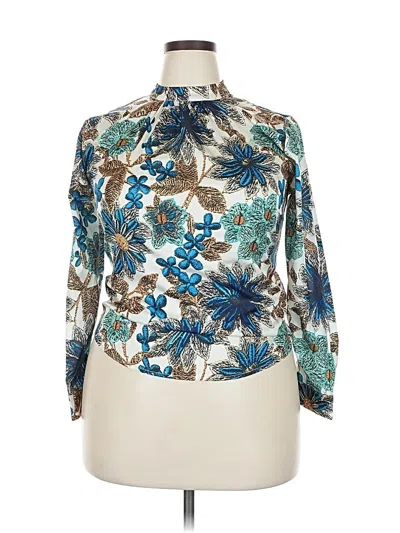 Pre-owned Unbranded 3/4 Sleeve Blouse In Blue