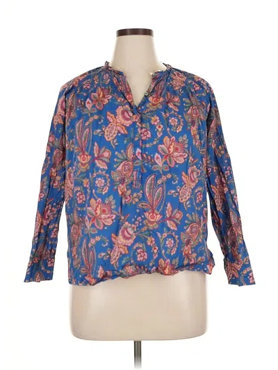 Pre-owned Unbranded 3/4 Sleeve Blouse In Blue