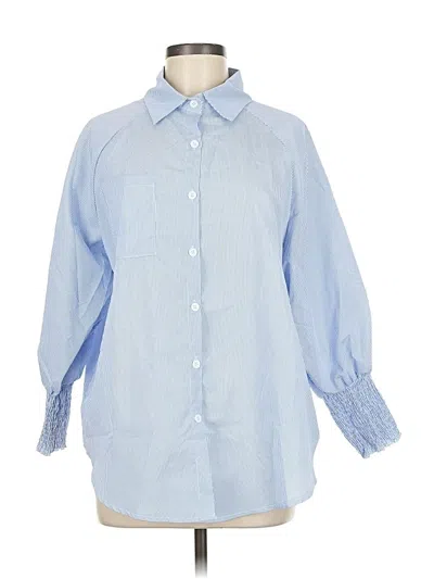 Pre-owned Unbranded 3/4 Sleeve Blouse In Blue
