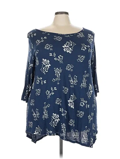 Pre-owned Unbranded 3/4 Sleeve Blouse In Blue