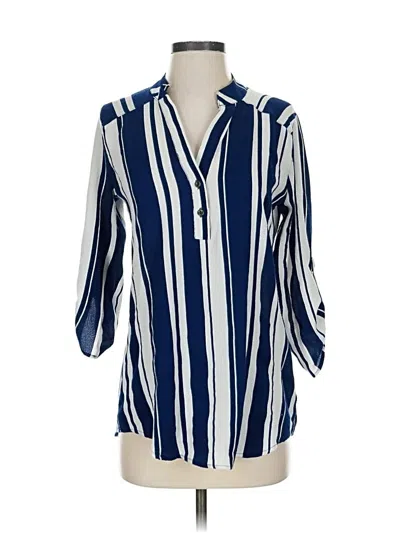 Pre-owned Unbranded 3/4 Sleeve Blouse In Blue