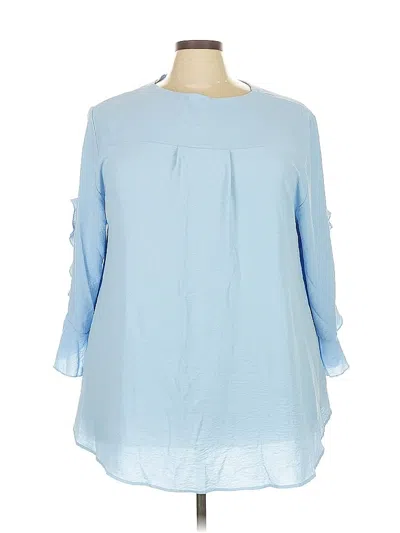 Pre-owned Unbranded 3/4 Sleeve Blouse In Blue