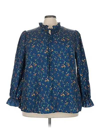 Pre-owned Unbranded 3/4 Sleeve Blouse In Blue