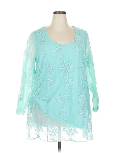 Pre-owned Unbranded 3/4 Sleeve Blouse In Blue