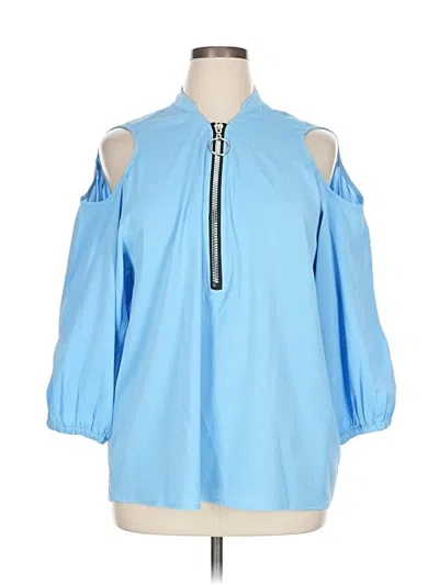Pre-owned Unbranded 3/4 Sleeve Blouse In Blue