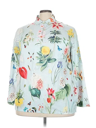 Pre-owned Unbranded 3/4 Sleeve Blouse In Blue