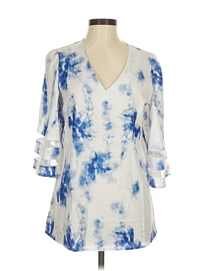 Pre-owned Unbranded 3/4 Sleeve Blouse In Blue