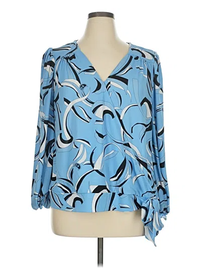 Pre-owned Unbranded 3/4 Sleeve Blouse In Blue