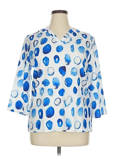 Pre-owned Unbranded 3/4 Sleeve Blouse In Blue
