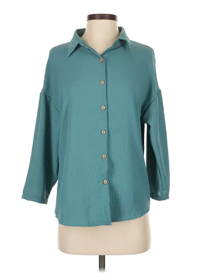 Pre-owned Unbranded 3/4 Sleeve Blouse In Blue