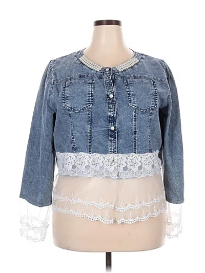 Pre-owned Unbranded 3/4 Sleeve Blouse In Blue