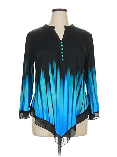 Pre-owned Unbranded 3/4 Sleeve Blouse In Blue