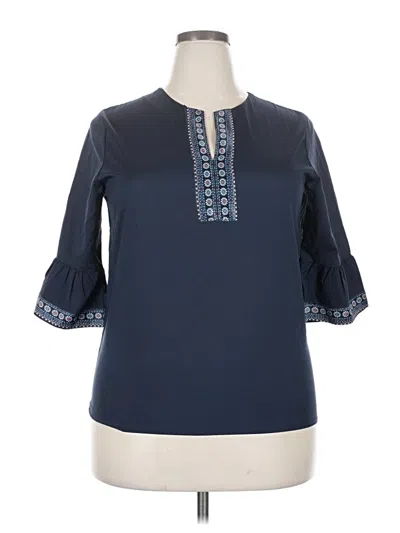 Pre-owned Unbranded 3/4 Sleeve Blouse In Blue
