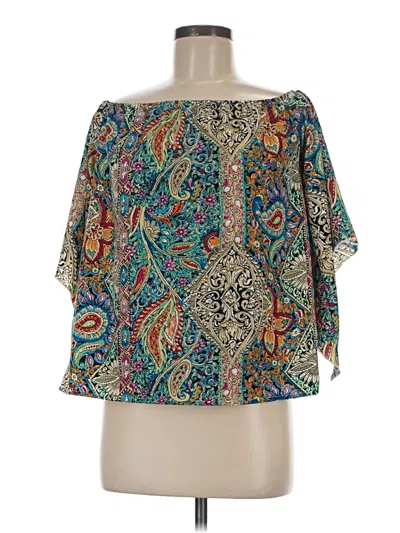 Pre-owned Unbranded 3/4 Sleeve Blouse In Blue