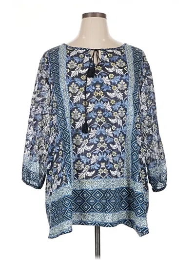 Pre-owned Unbranded 3/4 Sleeve Blouse In Blue