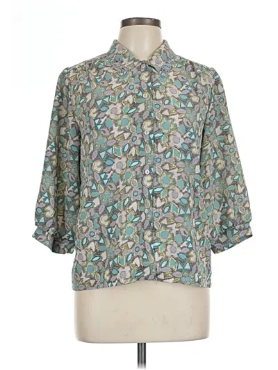 Pre-owned Unbranded 3/4 Sleeve Blouse In Blue