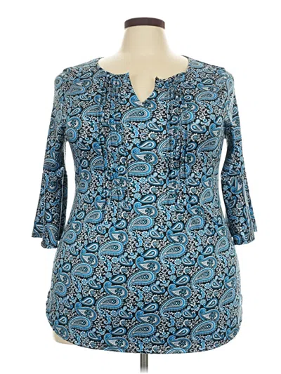 Pre-owned Unbranded 3/4 Sleeve Blouse In Blue