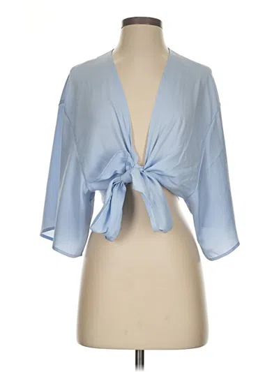 Pre-owned Unbranded 3/4 Sleeve Blouse In Blue