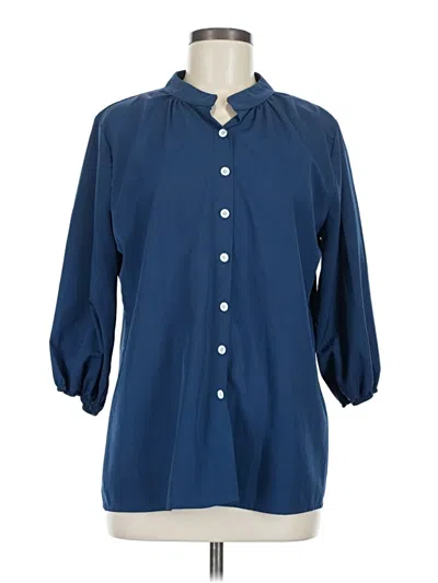 Pre-owned Unbranded 3/4 Sleeve Blouse In Blue