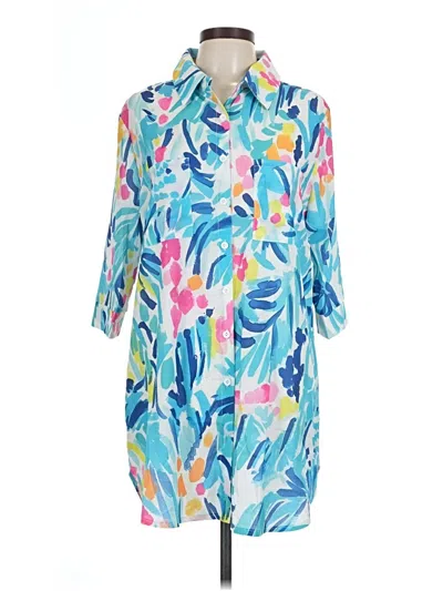 Pre-owned Unbranded 3/4 Sleeve Blouse In Blue