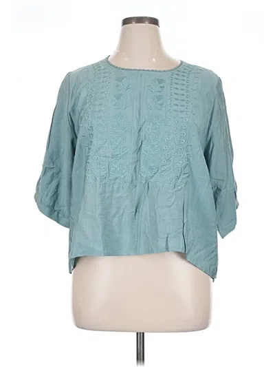 Pre-owned Unbranded 3/4 Sleeve Blouse In Blue