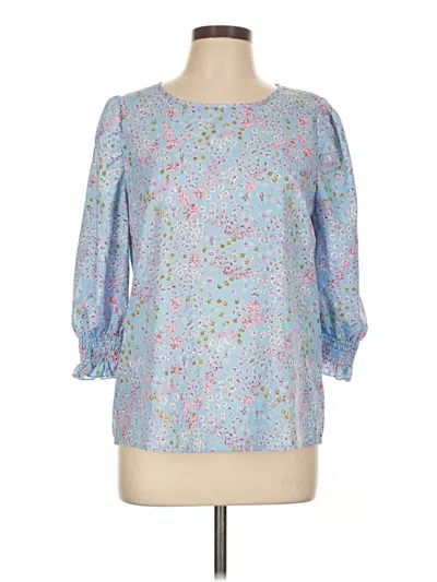 Pre-owned Unbranded 3/4 Sleeve Blouse In Blue