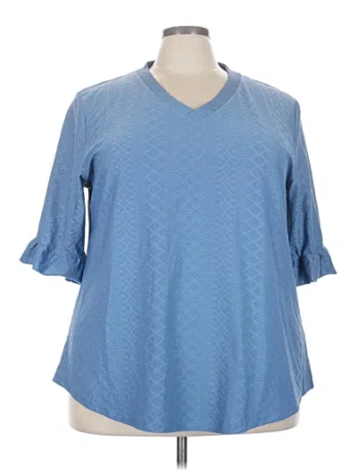 Pre-owned Unbranded 3/4 Sleeve Blouse In Blue