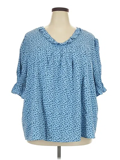 Pre-owned Unbranded 3/4 Sleeve Blouse In Blue