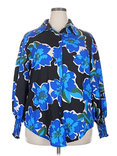 Pre-owned Unbranded 3/4 Sleeve Blouse In Blue